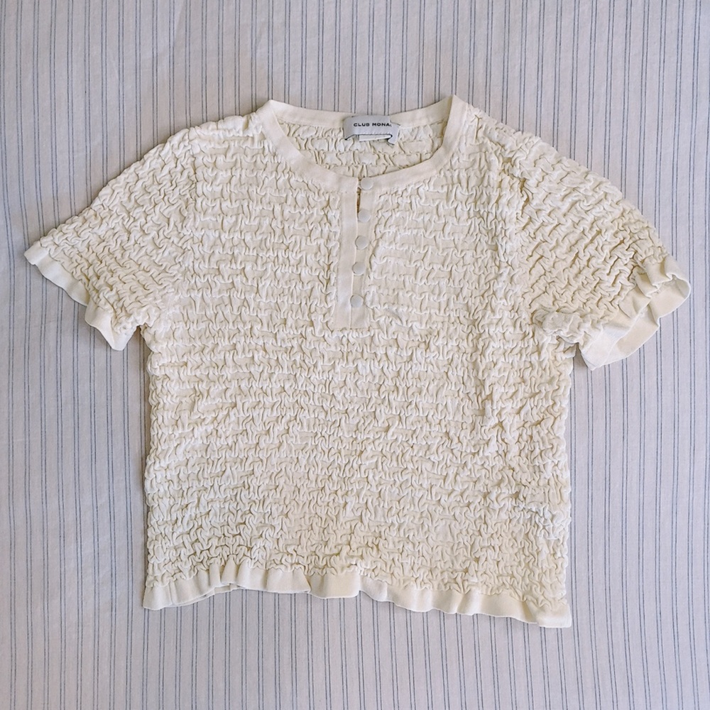 Club Monaco Light Baby Yellow Popcorn Short Sleeve Tee Size XS